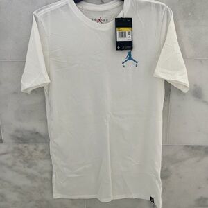 Jordan White Short-Sleeve Tee with Blue Jumpman Logo